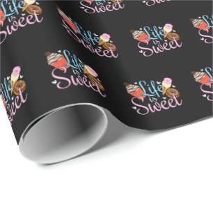 Foodie Life is Sweet Backzitat - Cupcake Kunst Geschenkpapier