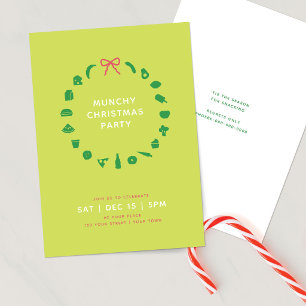 Foodie-Weihnachtskranz Farbe editierbar Party Einladung