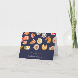 Foods Illustriert Dark Blue Brautparty Brunch Dankeskarte