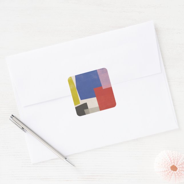 Foolscap - Moderne Farbblöcke Quadratischer Aufkleber (Umschlag)