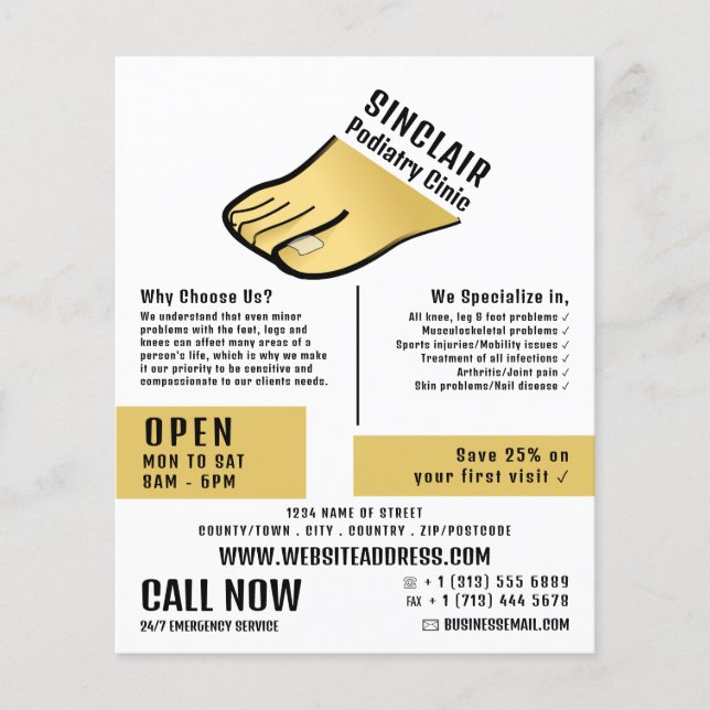 Foot Design, Podiatrie-Klinik, Podiatrist Flyer (Vorne)