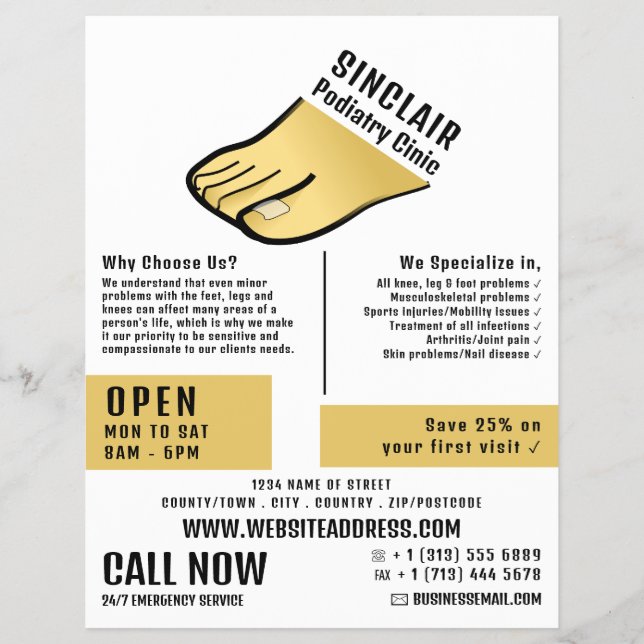 Foot Design, Podiatrie-Klinik, Podiatrist Flyer (Vorne)