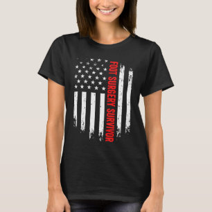 Foot Leg Operation Survivor American Flag Erholung T-Shirt