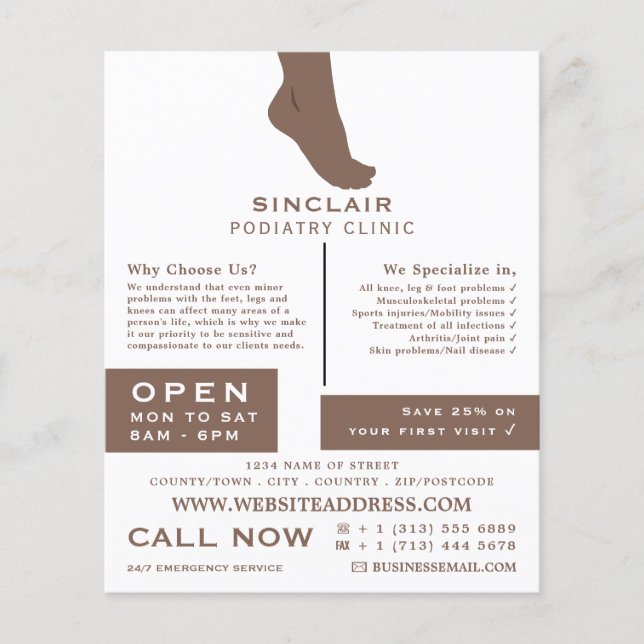 Foot Portrait, Podiatrie-Klinik, Podiatrist Flyer (Vorne)