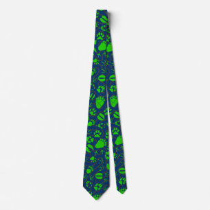 Foot prints, 01b.green DBlue BG Krawatte