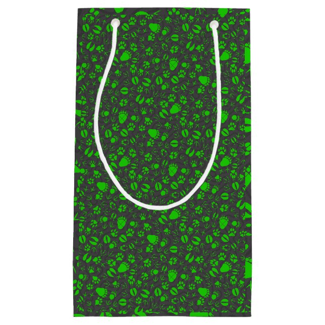 Foot prints, 01b.green DGrey BG Kleine Geschenktüte (Vorderseite)