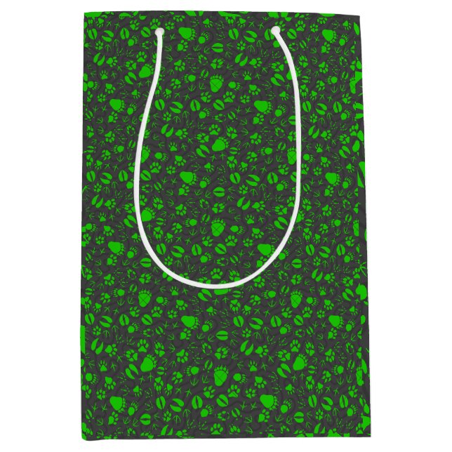 Foot prints, 01b.green DGrey BG Mittlere Geschenktüte (Vorderseite)
