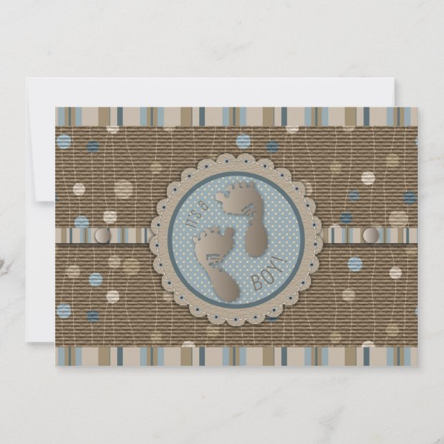 Foot Prints Boy Baby shower Invitation (Devant)