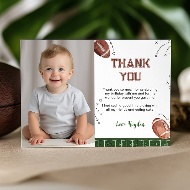 Football 1er anniversaire Carte de remerciements p (Créateur téléchargé)