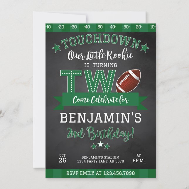 Football 2e anniversaire Invitation Black (Devant)