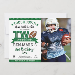Football 2e anniversaire Photo Invitation Blanc