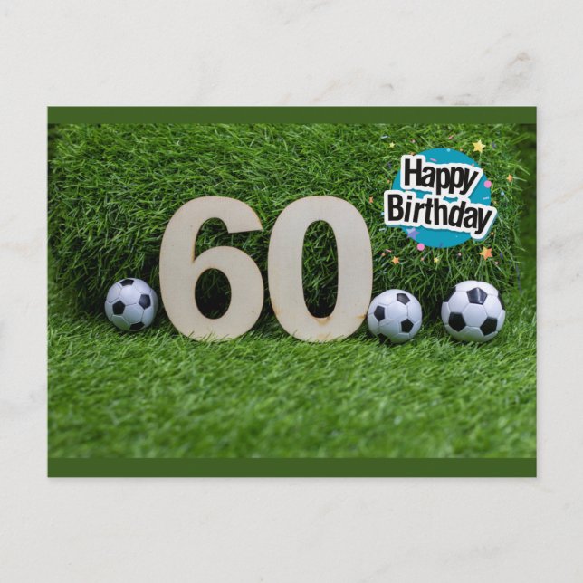Football 60e carte anniversaire avec balle sur ver (Devant)