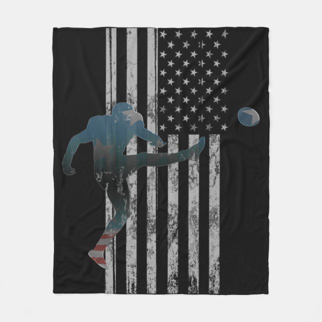 Football American Flag USA Team Gift Kicker Fleecedecke (Vorderseite)
