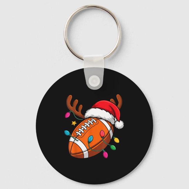 Football American Reindeer Horns Christmas Xmas Ba Schlüsselanhänger (Vorderseite)
