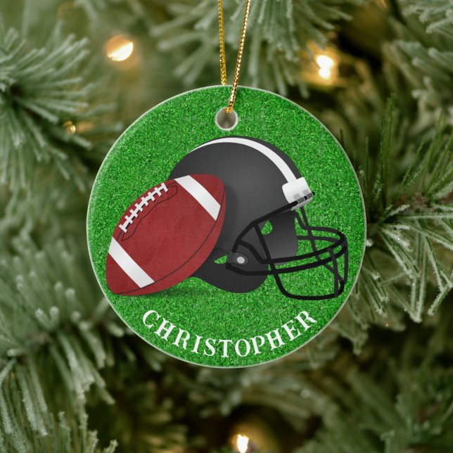 Football and Helmet Christmas  Keramik Ornament (Baum)