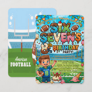 Football and Ice Cream 8th Birthday Party Einladung