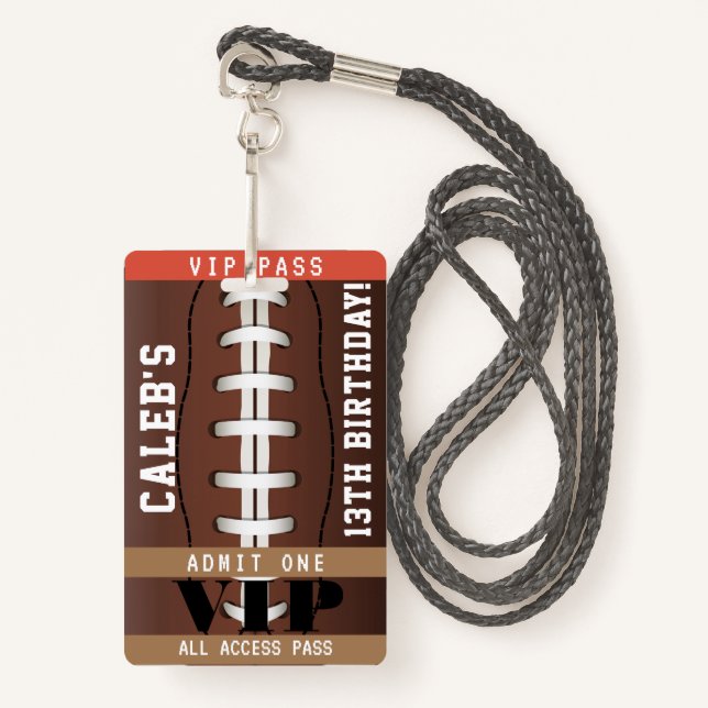 Football Anniversaire de fête VIP Pass Badge (Devant avec lanière)