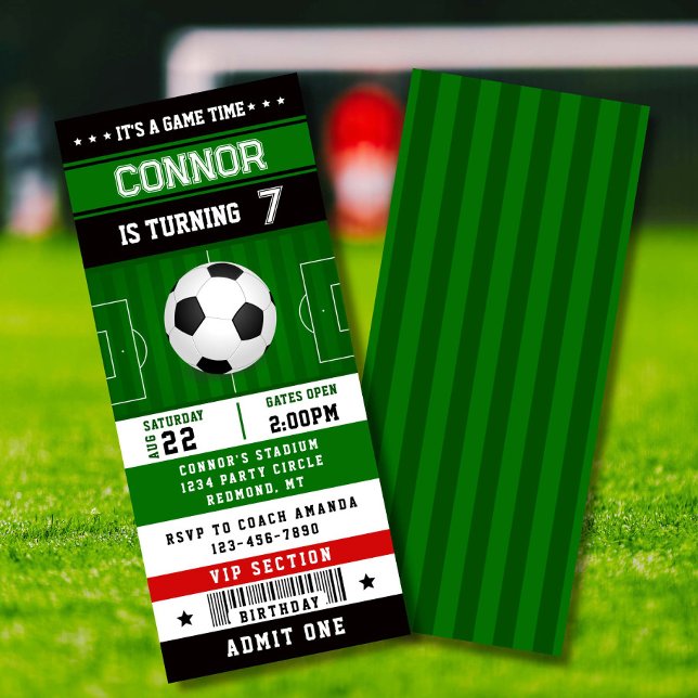 Football Anniversaire Fête Billet Invitation (Soccer ticket birthday invite for kids – editable, fun & perfect for sports fans!)