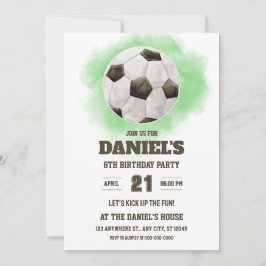 Football Anniversaire Invitation Aquarelle Unisex