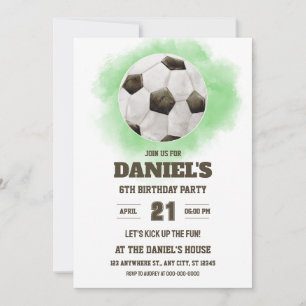 Football Anniversaire Invitation Aquarelle Unisex