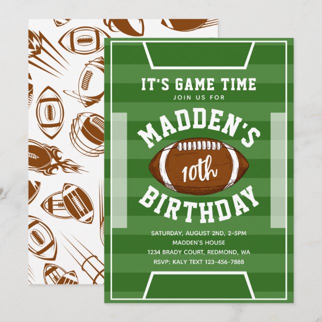 Football Anniversaire Invitation | Invitation au f (Devant / Derrière)