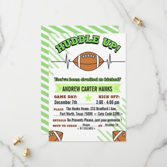 Football Anniversaire Invitations Pour Les Garçons (Devant/Arrière en situation)
