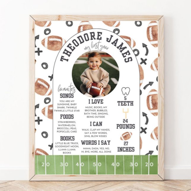 Football Anniversaire Jalon Poster première année  (Créateur téléchargé)