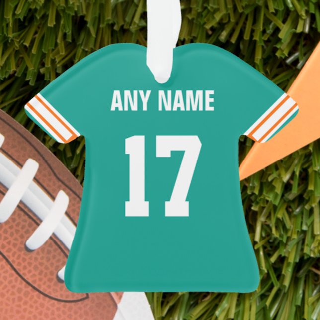 Football Aqua, Orange & White Jersey Ornament (Von Creator hochgeladen)