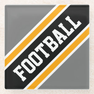 FOOTBALL Athletic Black Gray Slant Racing Streifen Glasuntersetzer