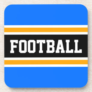 FOOTBALL Athletic Bright Blue Yellow Black Stripes Getränkeuntersetzer