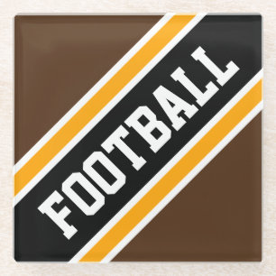 FOOTBALL Athletic Brown Black Slant Racing Streife Glasuntersetzer