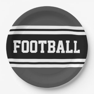 FOOTBALL Athletic Gray Schwarz-weiß Racing Streife Pappteller