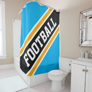 FOOTBALL Azure Blue Yellow Black Racing Streifen Duschvorhang