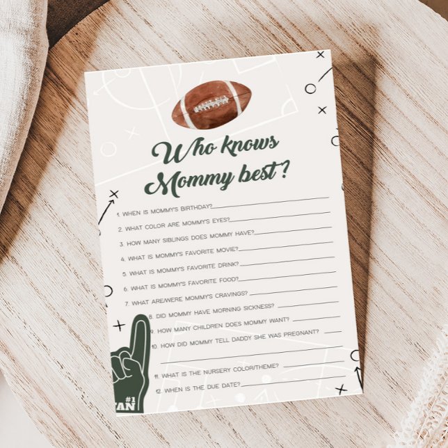 Football Baby Shower kennt Mommy Best Game (Football Sports Baby Shower Who knows Mommy Best Game)