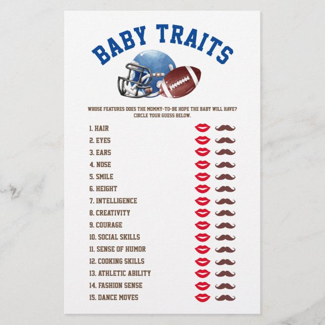 Football Baby Tracks Baby Shower Game Flyer (Vorne)