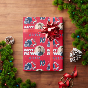 Football Ball Helmet Cartoon Foto Geburtstag Geschenkpapier