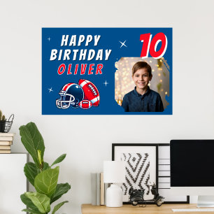 Football Ball Helmet Cartoon Foto Geburtstagsparty Poster