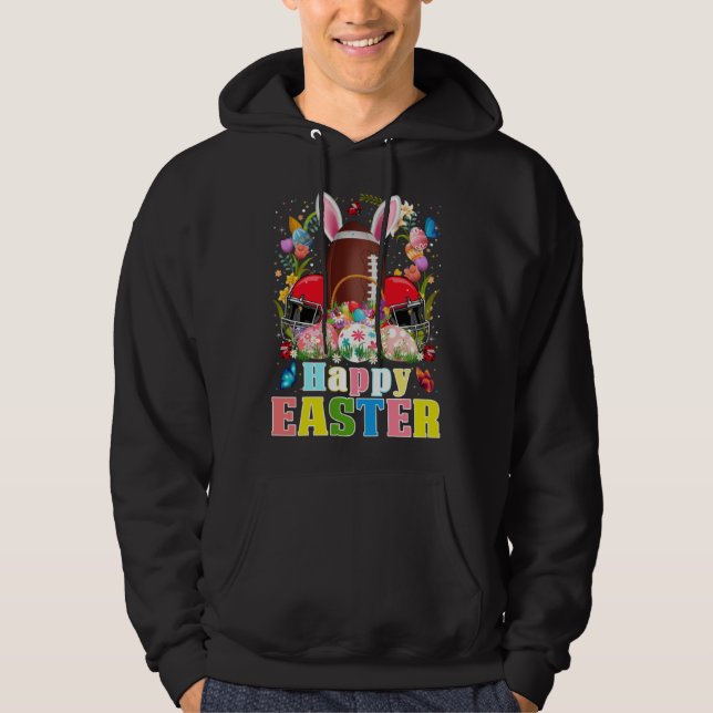 Football Ball With Bunny Ears Easter Day Men Boys  Hoodie (Vorderseite)