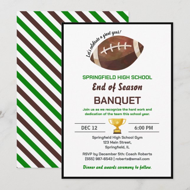 Football Banquet Einladung (Vorne/Hinten)