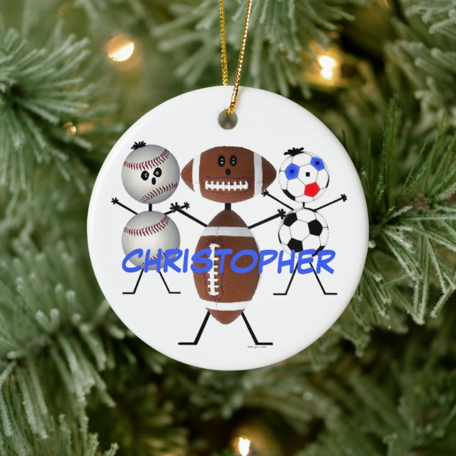 Football Baseball Soccer CUSTOM Cartoon Keramik Ornament (Baum)