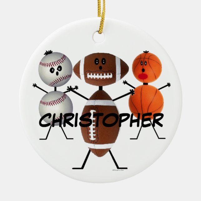 Football Basketball Baseball Cartoon Keramik Ornament (Vorne)