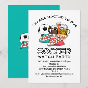 Football Beer Pizza SOCCER PARTY Einladung