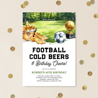 Football, Beers & Cheers Adult Birthday Einladung