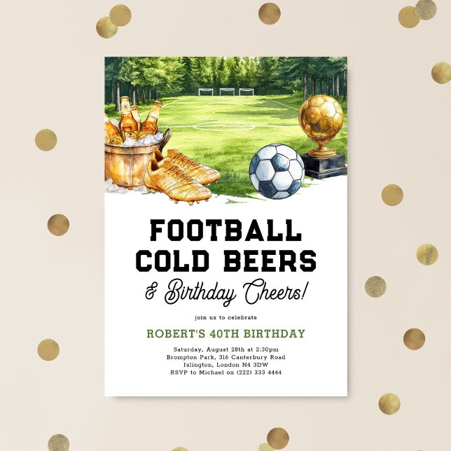 Football, Beers & Cheers Adult Birthday Einladung (Von Creator hochgeladen)