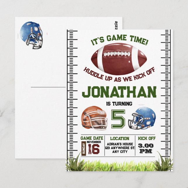 Football Birthday Junge Postkarte (Vorne/Hinten)