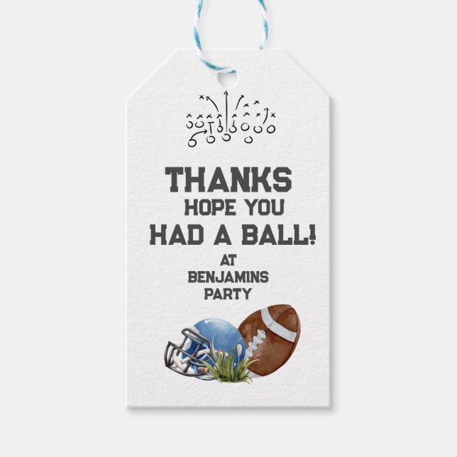 Football Birthday Party Danke für Ihre Unterstützu Geschenkanhänger (Vorderseite)