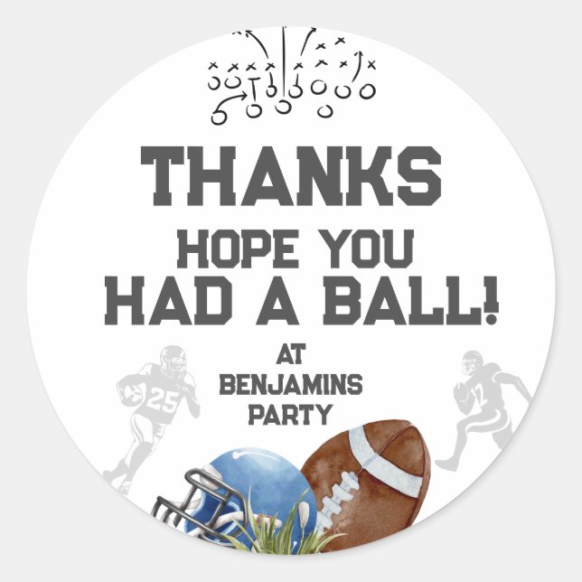Football Birthday Party Danke für Ihre Unterstützu Runder Aufkleber (Vorderseite)