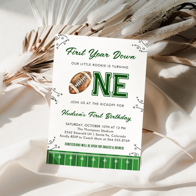 Football Birthday Party First Year Down Einladung (Von Creator hochgeladen)
