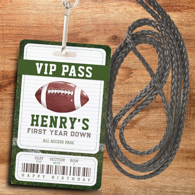 Football Birthday Vip Pass Boy's 1st birthday Ausweis (All star birthday vip pass)