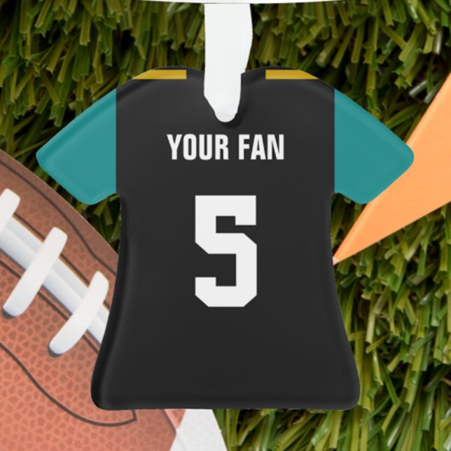 Football Black, Turquoise & Gold Jersey Ornement (Créateur téléchargé)